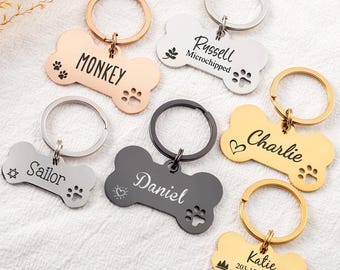 Placa de identificación de hueso personalizada, identificación de mascota de acero inoxidable personalizada
