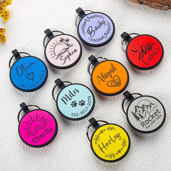 Personalized Silent Silicone Dog Tag: Engraved Pet ID, Custom Text