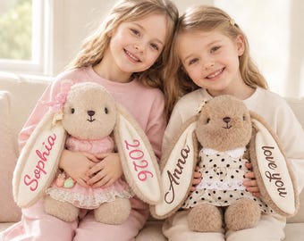 Personalized Newborn Keepsake Bunny Plush,Custom Name Rabbit Stuffed Animal, Baby Shower Gift, New Baby Lovey