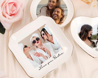 Personalised Photo Trinket Dish: Trinket Tray for Best Friend/Bestie, Custom Jewelry Ring Dish, Wedding Gift, Bridesmaid Proposal