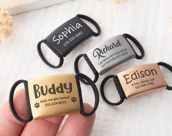 Silent Slide-On Pet ID Tag, Personalized Stainless Steel Dog Cat Collar Tag