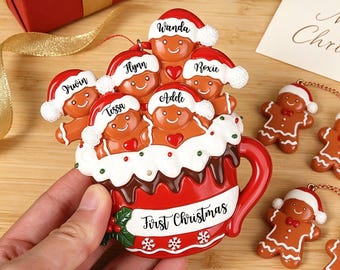 Personalized  Resin Gingerbread Family Christmas Ornament, Custom Name Gingerbread Men, 2026 Holiday Keepsake Gift, Custom Family Gift