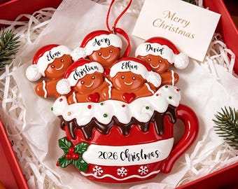 Personalized Family Gingerbread Man Ornament, Custom Names Year Christmas Keepsake, Resin Family Tree Ornament, Custom Xmas Gift for Family