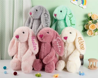 Personalized Embroidered Bunny Rabbit ,Custom Monogrammed Bunny Rabbit,Personalized Bunny,Bunny Soft Plush Toy,Flower Girl Gifts