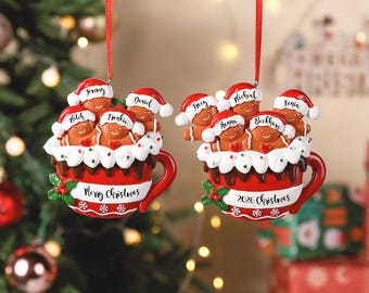 Personalized Resin Family Ornament, Gingerbread Christmas Family Ornament, Gingerbread Family of 2,3,4,5,6 Ornament,  2026 Christmas Decor