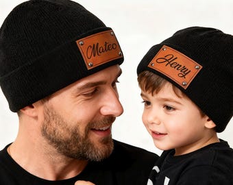 Personalized Baby Beanie, Knit Winter Hat with Engraved Name