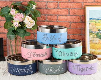 Personalized Stainless Steel Pet Bowl: Custom Cat & Dog Food Water Feeder