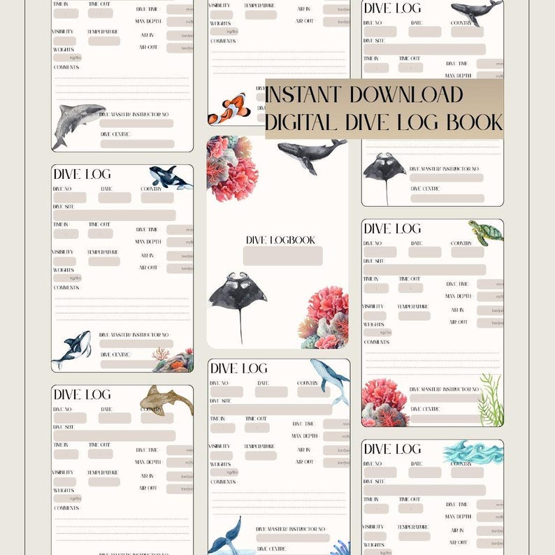 Dive Logbook | Diving Log Book | Instant Download | PDF | Printable ...