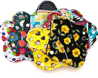 GRAB BAG - 3 Reusable Panty Liners, Cloth Panty Liner 8", Reusable Cloth Panty Liner, Surprise Panty Liners