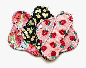 Set of 3 Reusable Panty Liners, Cloth Panty Liner 8", Reusable Cloth Panty Liner, Cotton Panty Liners