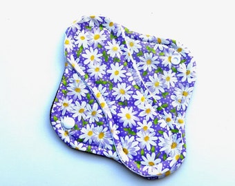 Purple Floral Cloth Panty Liner 8" Reusable Cloth Panty Liner, Washable Cloth Panty Liner