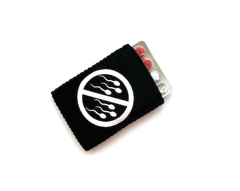 Black Birth Control Pill Case, Birth Control Pill Sleeve, Birth Control Pill Holder, Funny Pill Case, Contraception Case