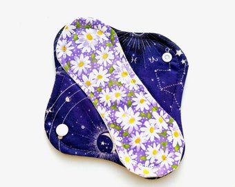 Purple Floral Mixed Panty Liner, Cloth Panty Liner 8" Reusable Cloth Panty Liner, Washable Cloth Panty Liner