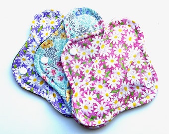 Set of 3 Reusable Panty Liners, Cloth Panty Liner 8", Reusable Cloth Panty Liner, Washable Panty Liners, Floral Panty Liners