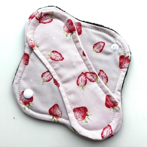 Strawberry Cloth Panty Liner 8&quot;, Reusable Panty Liner, Washable Panty Liner, Zero Waste Liner
