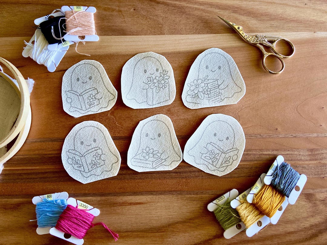 Bookish Ghost Embroidery Patterns | Stick and Stitch Cottagecore DIY - Etsy