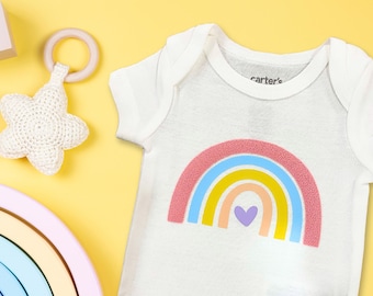 Rainbow Heart Baby Onesie: 100% Cotton Infant Outfit