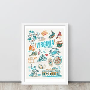 Virginia Landmarks Framed Poster 12 x 16 | Virginia Print | Virginia Wall Art | Virginia Decor