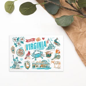 Impression de carte postale de monuments de Virginie 4 x 6" | Art mural Old Dominion | Souvenir de voyage historique | Décoration de carte postale rétro | Cadeau de la côte est