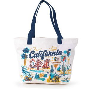 California Tote Bag | Golden State Tote | West Coast Gift Idea | Scenic Travel Souvenir | Eco Friendly Market Tote | Cali Art Print