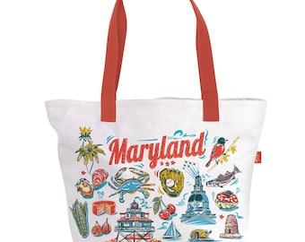 Maryland Tote Bag | Maryland Eco Tote | Mid-Atlantic Gift Idea | State Travel Souvenir | Eco Market Tote | MD Art Print