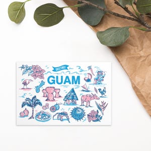 Stampa cartolina con i monumenti di Guam 4 x 6 pollici / Arte murale delle isole del Pacifico / Souvenir della cultura Chamorro / Decorazione cartolina retrò / Idea regalo per l'isola