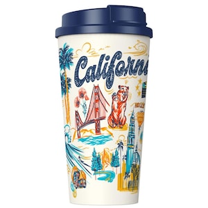 California Coffee Tumbler, 16 oz | Golden State Travel Mug | West Coast Scenic Drinkware | California Souvenir Cup | Cali Pride Tumbler Gift