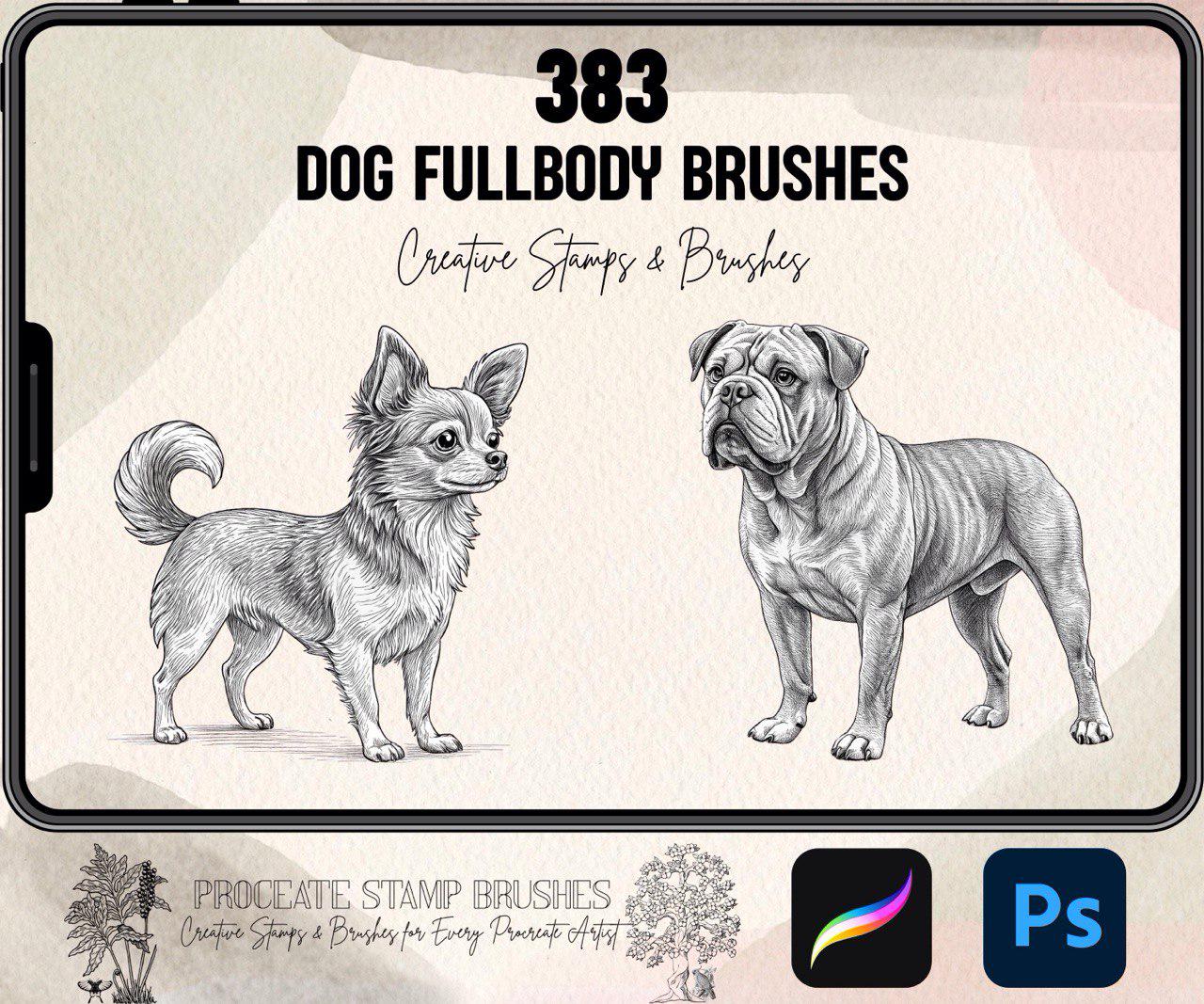 383 Dog Breed Fullbody Brushes for Procreate and Photoshop | Dog Tattoo ...