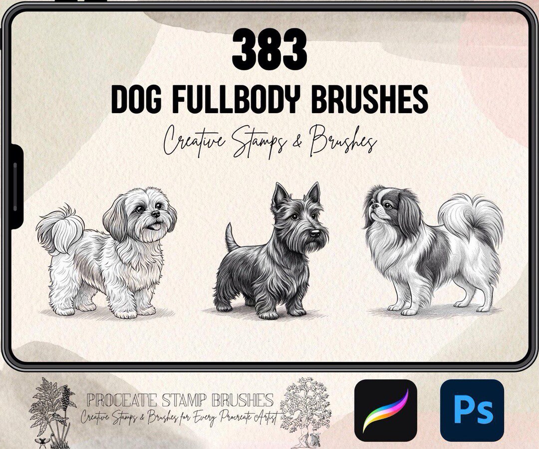 383 Dog Breed Fullbody Brushes for Procreate and Photoshop | Dog Tattoo ...