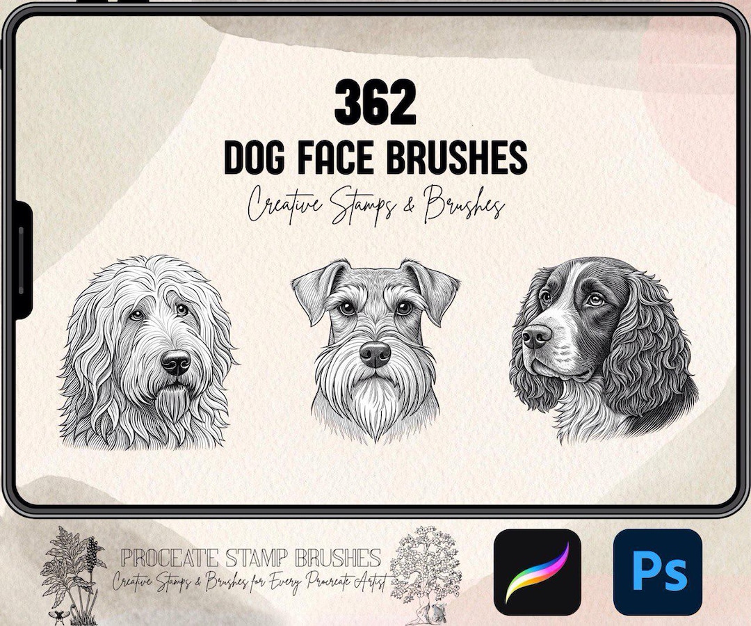 362 Dog Face Brushes for Procreate and Photoshop | Dog Tattoo Brush Set ...