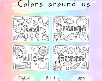 Dibujos para colorear imprimibles para aprender los colores, hojas de trabajo para niños (formato PDF)