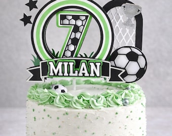 Personalized Soccer Cake Topper Name and Age Football Birthday Decoration Idea Boys Sports Party