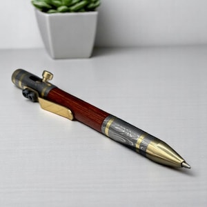 Stylo en acier damas, stylo vintage forgé à la main splendeur stylo tondeuse de poche en acier damas, stylo personnalisé cadeau de retraite, cadeau de garçons d'honneur