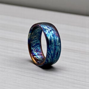 Colorful Titanium Heat Anodized Handmade Wedding Band Domed Unique Titanium Random Pattern Anniversary Ring Gift for Him Personalized Gift