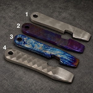 Titanium Mini Pry Bar, Bottle Opener, EDC Keychain Tool, 4 Finishes, Anodized, Hammered, 3 Inch