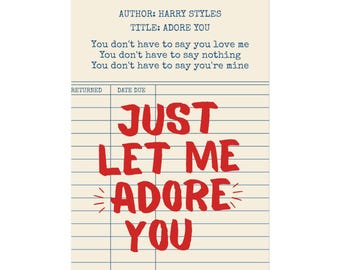 Adore You Harry Styles-poster | Muurkunst bibliotheekstrook
