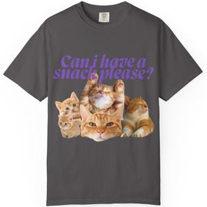Funny Cat T-Shirt - 'Can I Have a Snack Please?' Unisex Tee, Gift for Cat Lovers, Comfortable Cotton Shirt, Ideal for Pets Lovers, Perfect