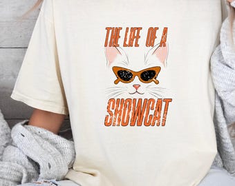 Comfort Colors The Life of a Showcat Shirt, Funny Cat Showgirl Era Tee, Vintage Cool Cat Sunglasses T-Shirt, Fan Concert Outfit Tee.