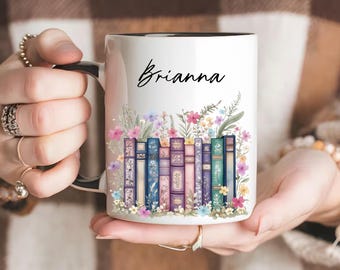 Personalized Wildflower Reading Mug: Custom Book Lover Gift, Floral Bookish Gifts For Reader, Reading Coffee Cup