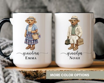 Custom New Teddy Bear Grandparents Mug, Personalized Grandma and Grandpa Mug, Pregnancy Announcement Gift,Baby Reveal Gifts,Gift For Couples