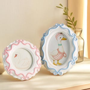 Bow Wavy Wooden Picture Frames, Cute Oval Photo Frame, Colorful Baby Nursery Gift, Girly Room Decor,Birthday Gift For Her,Gallery Wall Frame