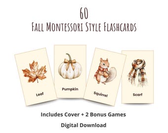 Herbst Montessori Bildkarten, Herbst Lernkarten (Digitaler Download)