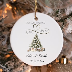 Personalized Christmas Ornament, First Christmas Decoration, Newlywed Gift, Holiday Keepsake, Custom Family Ornament