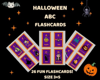 Halloween Alphabet Flashcards Printable, Spooky ABC Learning (PDF)
