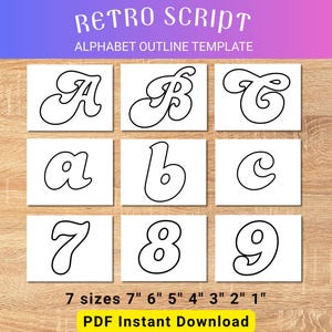 Retro Script Bubble Letters Alphabet Outline Template PDF | Bulletin Board Letters A-Z | Printable Letter Stencils | DIY Craft project