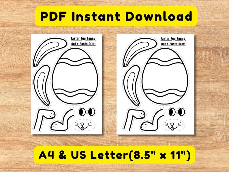 Easter Egg Bunny Cut and Paste Craft | Preschool Easter Activity ...