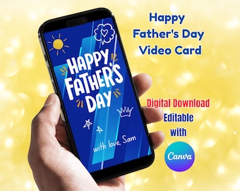 Carte vidéo animée pour la fête des pères : carte virtuelle personnalisée en cadeau (instructions PDF incluses