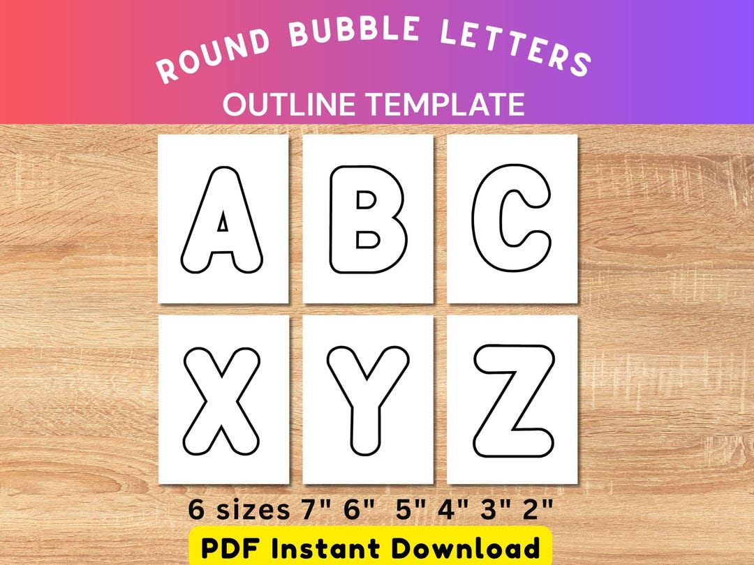 Round Bubble Alphabet Outline Template Printable PDF | Uppercase ...