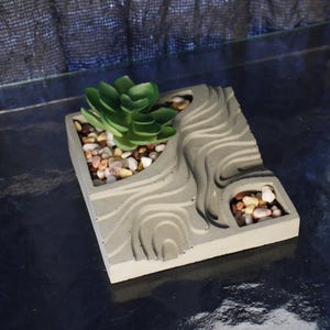 Cement Succulent Planter: Mesa Design Concrete Cactus Pot, Handmade USA
