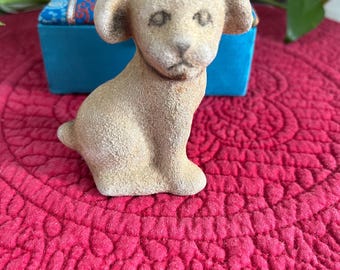 Vintage Flocked Ceramic Dog Figurine.